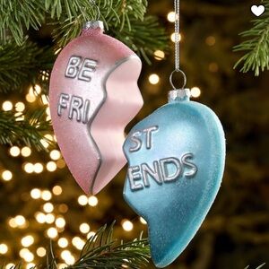 Friendship Heart Ornament Set - Pink and Blue